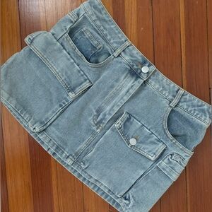 Jean cargo mini skirt